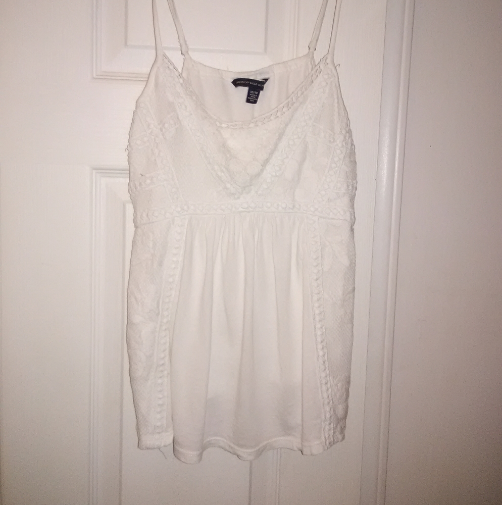 American Eagle white lace cotton tank top
